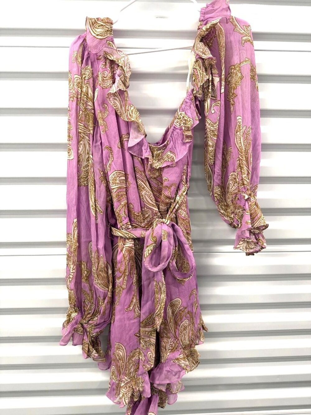Hemant & Nandita Jiah Romper With Tie Up Belt Lilac Womens Size XS - Picture 8 of 14